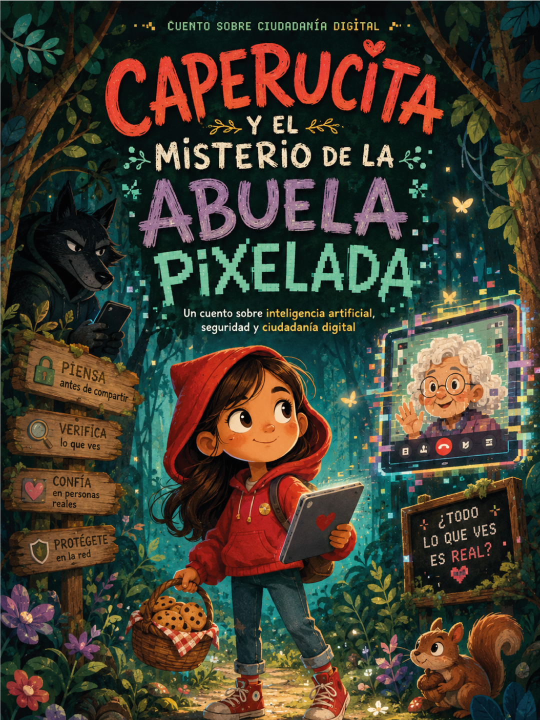 Portada de Caperucita y el misterio de la abuela pixelada